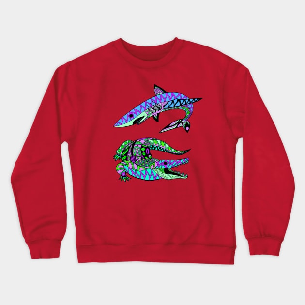 the shark and the crocodile ecopop artpop Crewneck Sweatshirt by jorge_lebeau